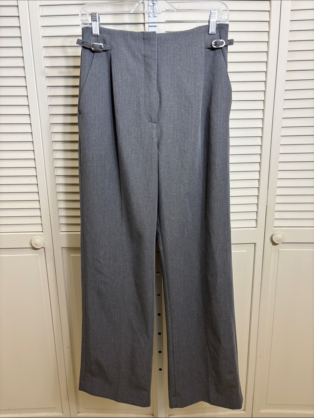 Abercrombie & Fitch Pinstripe Sloane Tailored Hardware Wide Leg Pant Size 26 - Picture 6 of 15